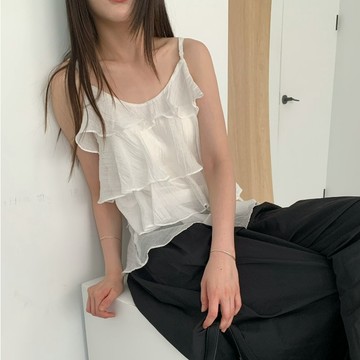 ATTENTION-布靈布靈!細閃大波浪背心(附綁繩)