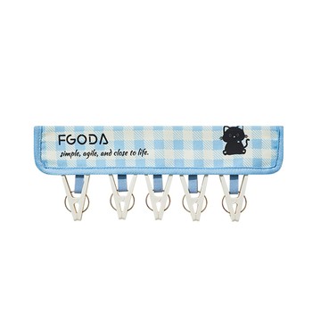 【英國FGODA】印花風黏貼式布藝晾衣夾/掛衣夾(5夾)-3入-多色可選-藍格