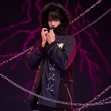 原創伊藤潤二 狂熱聯名十字路口的美少年毛領鋪棉連帽外套JJIT11