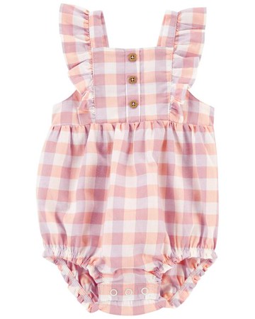 Baby 1-Piece Pink Plaid Romper