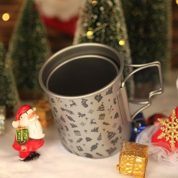 鈦工匠戶外圣誕鈦杯純鈦露營水杯折疊咖啡杯茶杯便攜鈦合金馬克杯
