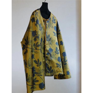 秋季2026年新中式女裝改良禪意獨特外套老錢風綠色印花盤扣上衣女