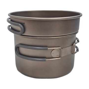 Keith Titanium 鎧斯 Ti6012 純鈦折疊鍋組 附收納袋 直徑12x9 cm 容量400ml+800ml  鈦色  1組