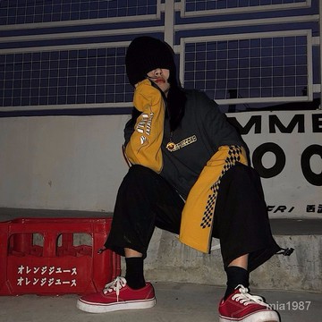 【男士套裝】韓國ulzzang長袖T恤男女假兩件原宿嘻哈街舞情侶裝oversize上衣女 DEOR