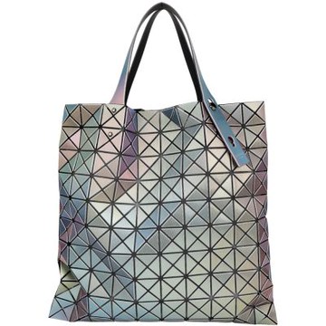 ISSEY MIYAKE ILLUSION 三宅一生 BAOBAO 10x10 亮面虹彩幾何手提托特包(銀紫色)