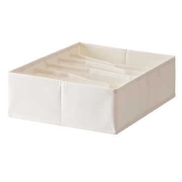 懶角落 敞口收納盒 帶隔板 大號6格  白色  1個