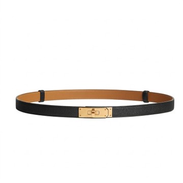 HERMES愛馬仕KELLY 18腰帶(EPSOM皮/黑金/W刻)