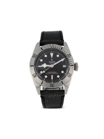 TUDOR - 2017 pre-owned Black Bay 41mm - men - Sapphire Crystal/Calf Leather/stainless steel - One Size
