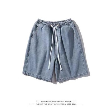 牛仔短褲男夏季薄款松緊腰寬松五分褲潮牌ins中褲百搭5分褲子男生