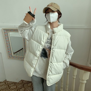 伊人-韓國東大門23羽絨棉馬甲女立領短款秋冬寬鬆棉服背心輕薄馬夾外套