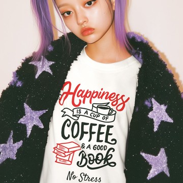 COFFEE BOOK 中性短袖T恤 白色 禮物設計咖啡書聖誕交換引語文字