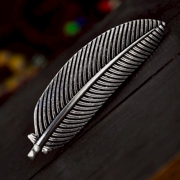 復古古裝古銀色羽毛頭飾新款歐美潮流發夾古風彈簧夾頂夾發飾品女