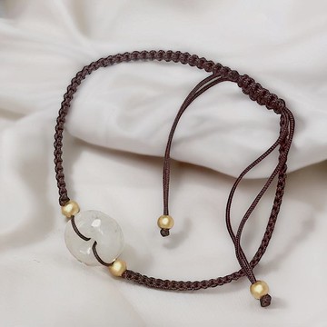 【願‧平安】冰種翡翠平安扣編織手鍊 | 天然緬甸A貨翡翠 | 送禮