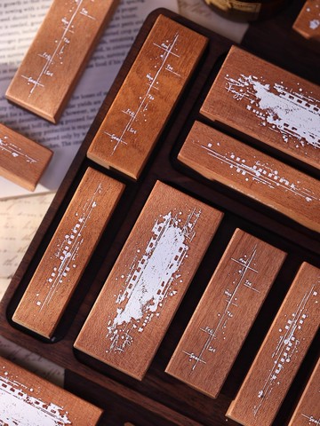 沙比利紅橡膠手帳基礎百搭打底 輕復古 鹽系 木質印章