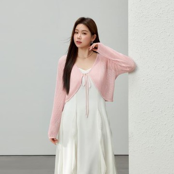 【夏威夷海岸】歐若風V領系帶針織衫纖莉秀大碼女裝胖mm夏裝新款