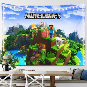 【台灣出貨 】我的世界周邊Minecraft背景布創意禮物掛布兒童臥室生日裝飾墻布房間掛毯 麥塊掛布