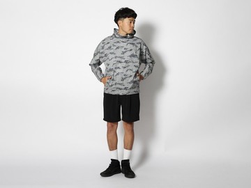 印花透氣快乾 連帽套衫 卡其色