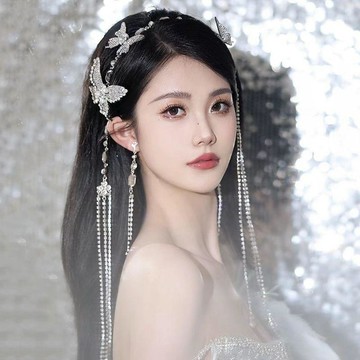 【免運喲】新款新娘頭飾閃鑽蝴蝶流蘇髮帶高級百搭髮箍公主結婚紗禮服配飾品