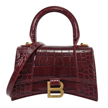 BALENCIAGA 巴黎世家 592833 Hourglass XS 鱷魚壓紋沙漏包.酒紅