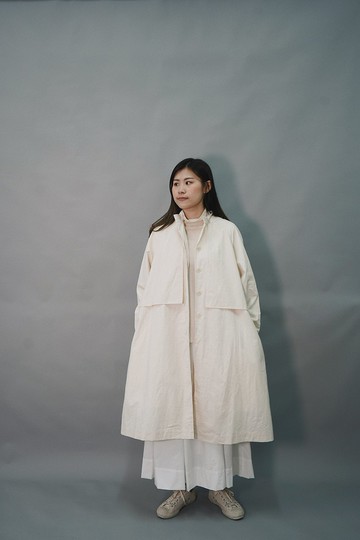 企領長身外套-米白