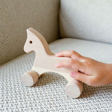 日本 oak village 原木玩具車- 馬 - 小