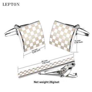 法式袖扣領夾套裝優質鐳射激光方格子袖扣外貿商務禮品禮盒裝