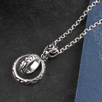 純銀雙環吊墜項鏈韓版輕奢小眾設計感ins風潮男女潮嘻哈情侶配飾