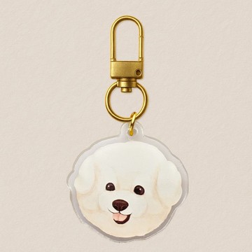 壓克力吊飾-比熊 40mm寫實風格插畫