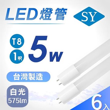 【聲億科技】1尺T8 5W LED燈管 (6入)