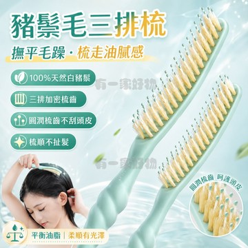 豬鬃毛三排梳 豬鬃毛窄齒梳 髮縫消失神器 美髮刮梳 長柄化妝梳 直髮梳 鬃毛刮梳 包頭梳 梳子 蓬鬆造型 造型梳