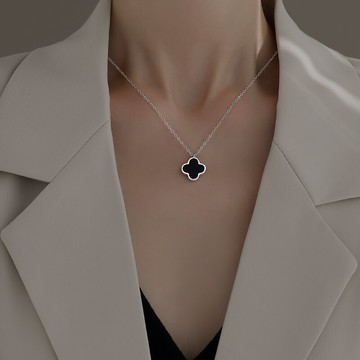 925純銀項鏈女潮小眾吊墜玫瑰金鎖骨鏈日韓網紅幸運草森系頸鏈子