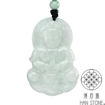 【漢石齋】天然翡翠A貨 觀音玉佩吊墜 細糯芙蓉種(31*47*5mm)