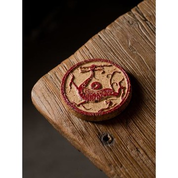 中式瓦當蓋置壺承蓋托可養粗陶匣坡泥仿古茶寵擺件杯墊吸水陶壺墊