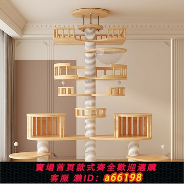 【台灣公司 可開發票】貓爬架貓窩貓樹一體樹干不占地大型貓實木頂天立地貓爬架通天柱