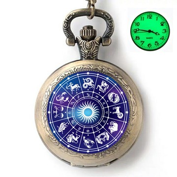 復古石英懷表圓形表定制男女孩禮物卡通星盤圖合金手表兒童掛鏈表