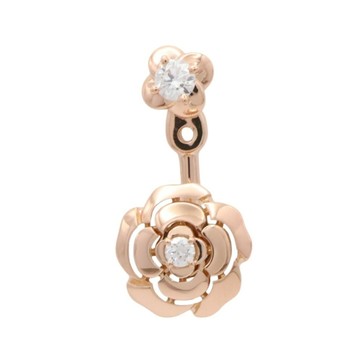 CHANEL 香奈兒 18K玫瑰金 Extrait de Camelia 單邊 針式耳環 【二手名牌BRAND OFF】