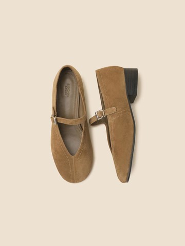 Daily V-cut Leather Mary Jane Flats [Brown] (DA1DS25001BRN)