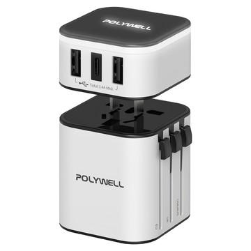 POLYWELL 寶利威爾 USB電源供應器 PW15-T05-A054 79 x 52 x 51mm 白色 148g  1個