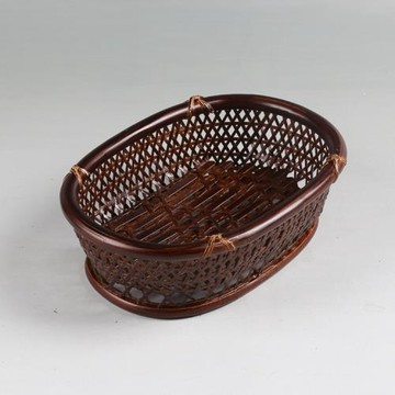 日式 竹編 漆器 鏤空果籃 竹茶點盤 收納盒 復古果盤 茶具整理盒