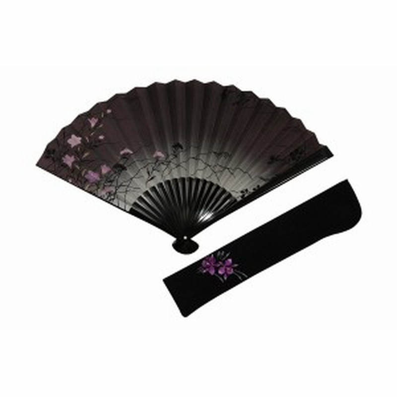 扇子 レディース 女性用 桔梗 黒地 ケース 袋 かわいい きれい 京都職人 日本製 刺繍入り 着物小物 扇子会食 飛沫防止 フェイスシールド 通販 Lineポイント最大6 0 Get Lineショッピング