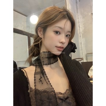 RIRI Shop｜隔日到貨｜多用途絲巾 波點長條圍巾 法式蕾絲髮帶  透明輕薄氛圍感飄帶頭巾 包包配飾
