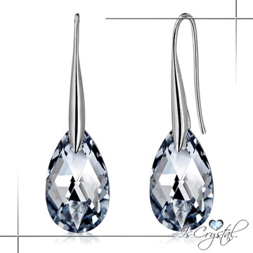 【伊飾晶漾】雨的淚滴＊925純銀水晶掛式耳環