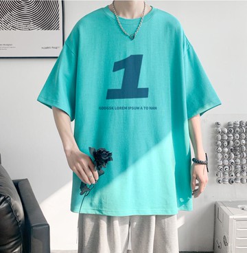 FINDSENSE X 韓潮 男士 街頭時尚 大尺碼 寬鬆 個性數字印花 短袖T恤