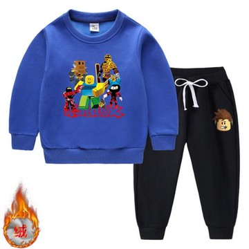 秋冬裝加絨套裝中大童兒童洋氣童秋冬衛衣Roblox虛擬世界保暖加厚