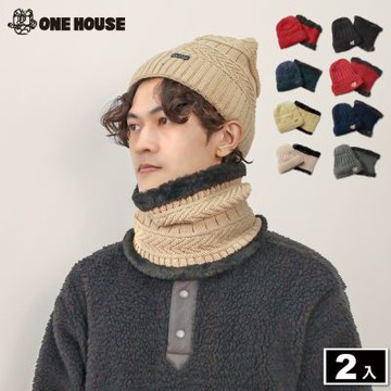 【ONE HOUSE】韓版新潮絨毛帽加圍脖 (2入)