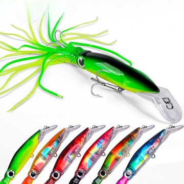 【TTFF】路亞餌14cm/40g塑膠魷魚帶須誘魚餌馬口仿生仿真魚餌批發