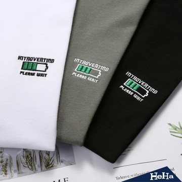 【HeHa】純棉圓領能量刺繡短袖上衣 三色