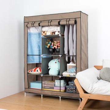 樂嫚妮 加大三排8格防塵收納衣櫃/衣櫥-3色咖