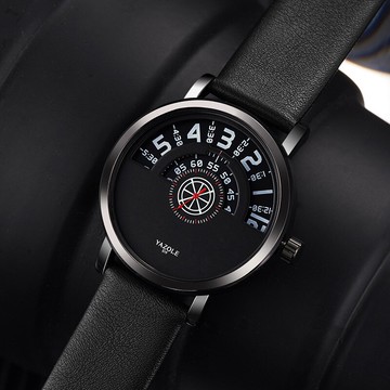 新款創意時尚概念個性潮流后現代男女皮帶手表轉盤學生石英表