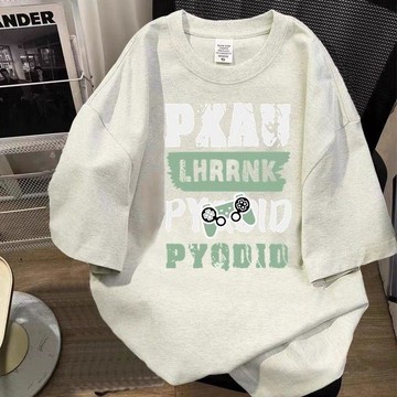 臺灣出貨 300克重磅新疆棉美式寬鬆小衆復古夏季情侶百搭休閒字母短袖T恤潮休閒上衣寬鬆體恤夏季短袖